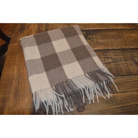 Highland Tweeds of Scotland Scarf Tartan Plaid Wool Wrap Brown Tan 28" x 64" - Picture 1 of 6